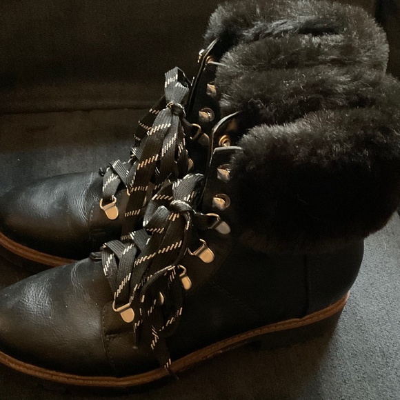 Espirit Short Fur Top Black Women’s Winter Boots New 7.5 - Picture 2 of 6